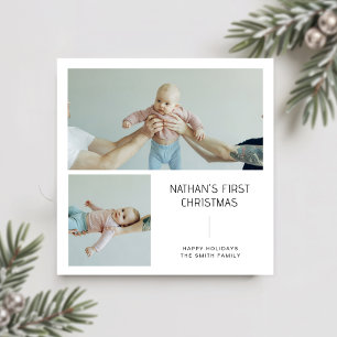 Festiva Primera tarjeta de fotos navideña del bebé minimal