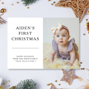 Festiva Primera tarjeta de fotos navideña del simple bebé