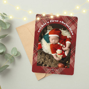 Festiva Primera tarjeta de Navidades del bebé Una sola f