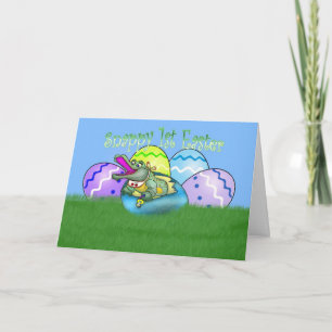 Festiva primera tarjeta de pascua, 1r cocodrilo de Pascua