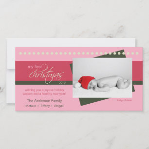 Festiva Primera tarjeta fotográfica de Navidades del bebé
