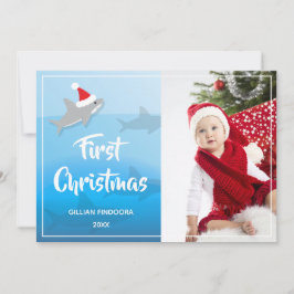 Festiva Primera tarjeta navideña de vacaciones con fotos d