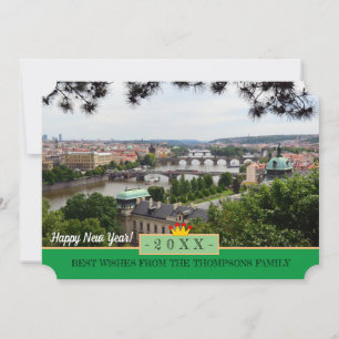 Festiva ¡Puentes de Praga y Año Nuevo Feliz! Tarjeta /Prah