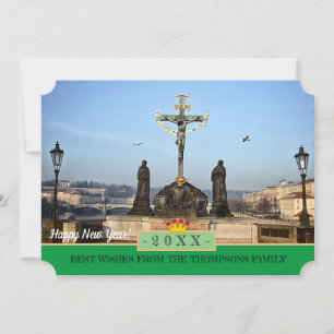 Festiva ¡Puentes de Praga y Año Nuevo Feliz! Tarjeta /Prah