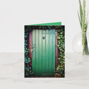 Festiva Puerta del jardín verde Tarjeta de bienvenida de c
