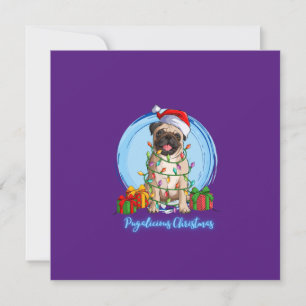 Festiva Pug en la tarjeta de vacaciones de los Navidades