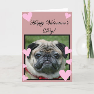 Festiva Pug Feliz Día de San Valentín tarjeta de felicitac