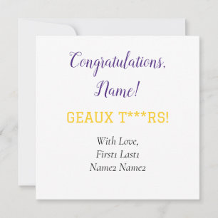 Festiva PURPLE Y GOLD Geaux Tarjeta de regalo