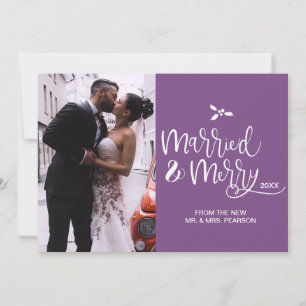 Festiva Púrpura, casada y morada, Navidades, tarjeta fotog