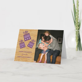 Festiva Púrpura Rustic Presenta tarjeta de fotografía de v