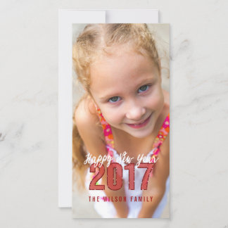 Festiva purpurina de 2017 | Tarjeta fotográfica de Año Nue