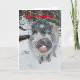 Festiva Que Nieva la tarjeta de cerdo de los Navidades