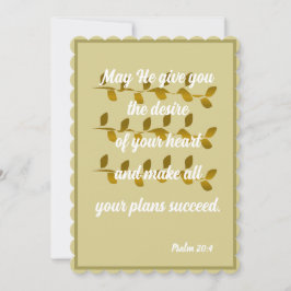 Festiva Que te dé el deseo de tu tarjeta de salmo 20:4