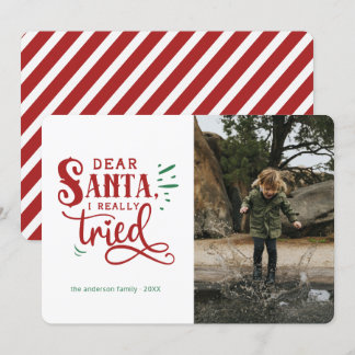 Festiva Querido Santa. Graciosa tarjeta de fotos navideña