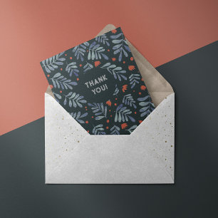 Festiva Ramas grises de moda Gracias Tarjeta