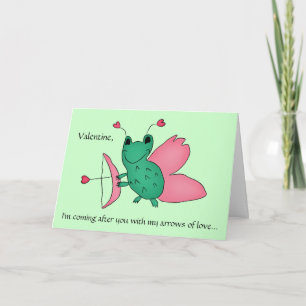 Festiva Rana divertida del cupid de la tarjeta del día de