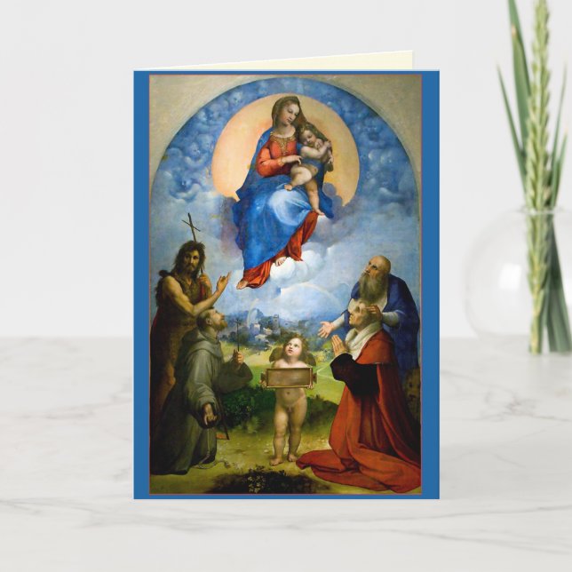 Festiva Raphael Madonna y la tarjeta de Navidades infantil (Anverso)