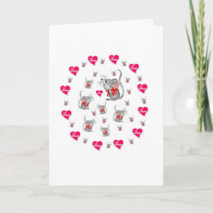 Festiva Ratón de tarjeta de saludo el día de San Valentín