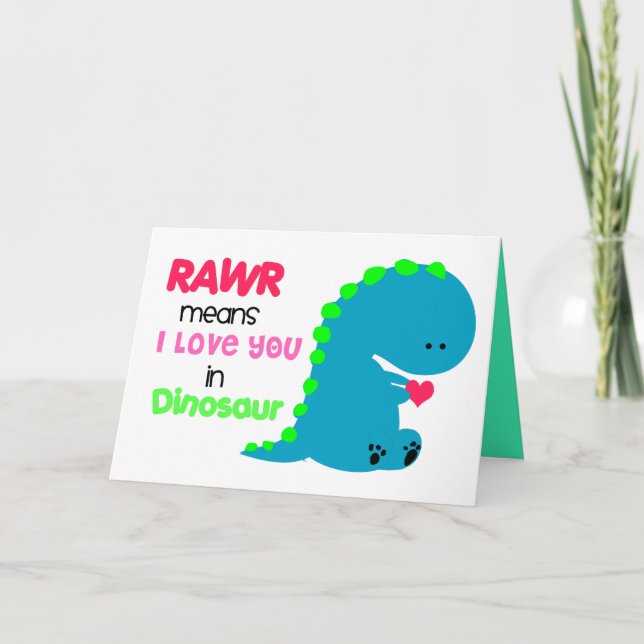 Festiva RAWR significa que te amo en la tarjeta de dinosau (Anverso)