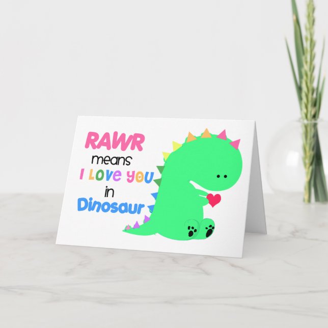 Festiva RAWR significa que te amo en la tarjeta de dinosau (Anverso)