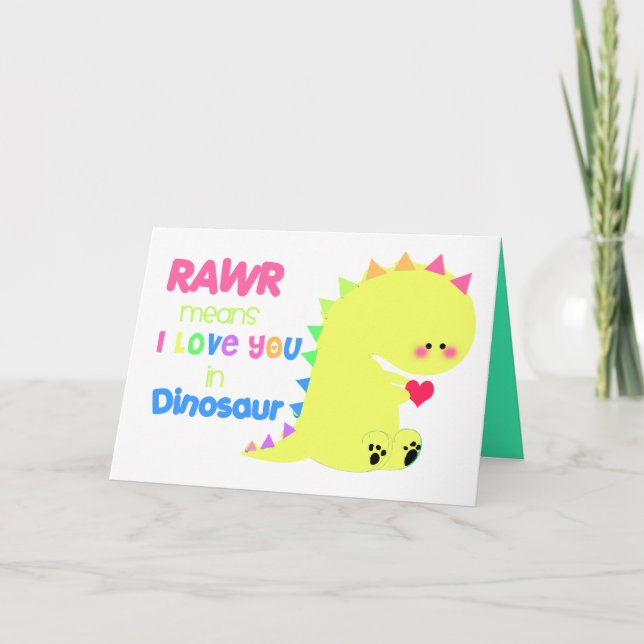 Festiva RAWR significa que te amo en la tarjeta de dinosau (Anverso)