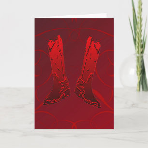 Festiva Red Cowboy Boots Tarjeta de felicitación
