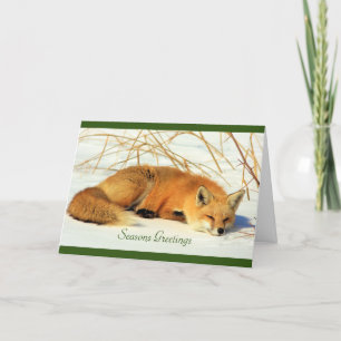 Festiva Red Fox en la tarjeta de vacaciones plegada por ni