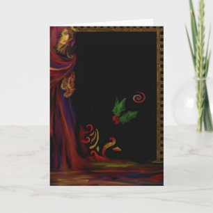 Festiva Red Lady - Tarjeta de saludo en blanco