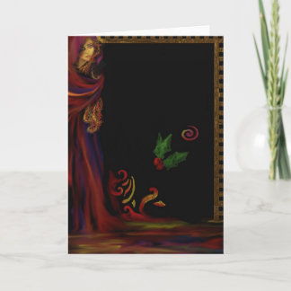 Festiva Red Lady - Tarjeta de saludo en blanco