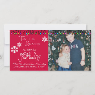 Festiva Red Let's Be Jolly Chrstmas - Tarjeta fotográfica 