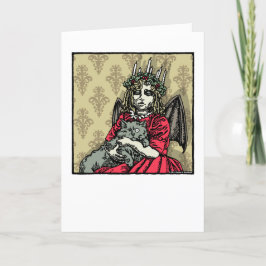 Festiva Red Lucia y gato - Tarjeta Pop Goth con interior e