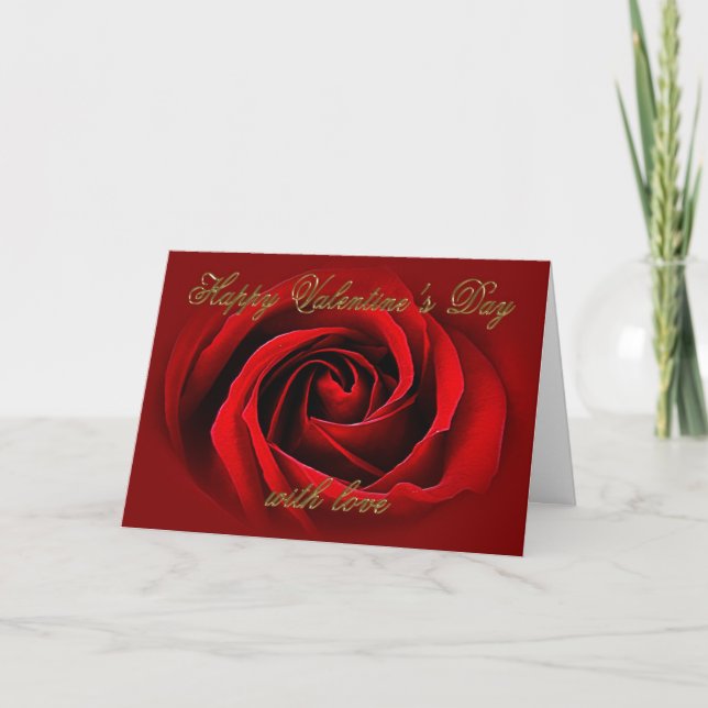 Festiva Red Rose feliz tarjeta de San Valentín (Anverso)