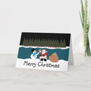 Festiva Regalo de Papá Noel a la tarjeta navideña de Snowm