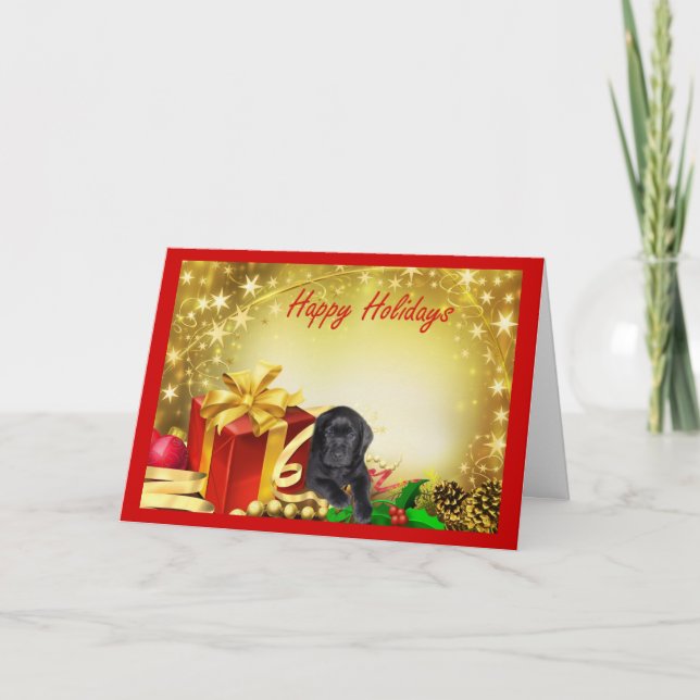 Festiva Regalo de tarjeta de Navidades Labrador Retriever7 (Anverso)