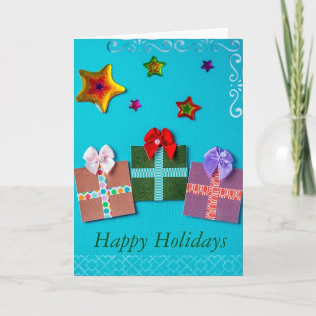 Festiva Regalos y estrellas para la tarjeta de felicitació (Anverso)