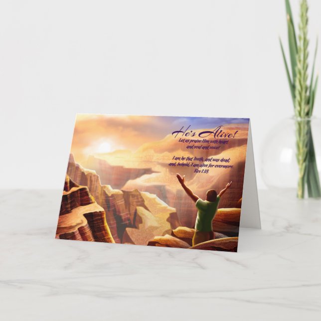 Festiva Regocijaos. Tarjeta religiosa cristiana de Pascua (Anverso)