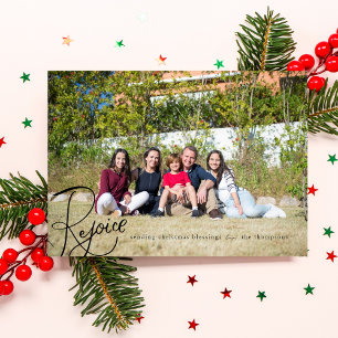 Festiva Regocijarse por la tarjeta de foto navideña mínima
