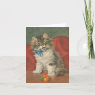 Festiva Reproducción del vintage del gato de la tarjeta de