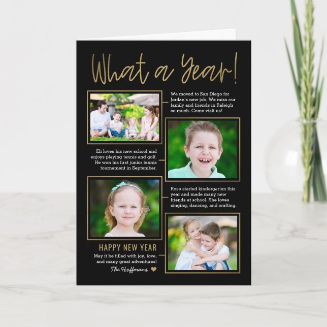 Festiva Resumen del año Color editable - Tarjeta fotográfi (Anverso)