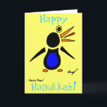Festiva Resumen Penguin '¡Feliz Hanukkah!' Tarjeta - Amari<br><div class="desc">¡Mira divertido y genial con este impresionante diseño abstracto de pingüino! ¡CUIDADO! El diseño presenta mi pingüino abstracto original dibujado a mano en lápiz y tinta y de color digital. Copyright 2012 por Sunny</div>