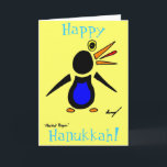Festiva Resumen Penguin '¡Feliz Hanukkah!' Tarjeta - Amari<br><div class="desc">¡Mira divertido y genial con este impresionante diseño abstracto de pingüino! ¡CUIDADO! El diseño presenta mi pingüino abstracto original dibujado a mano en lápiz y tinta y de color digital. Copyright 2012 por Sunny</div>
