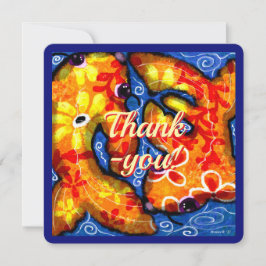 Festiva Resumen Tarjeta de felicitación Floral Koi Fish