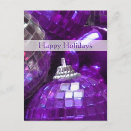Festiva Retrato de postal de Purple Baubles 'Happy Holiday