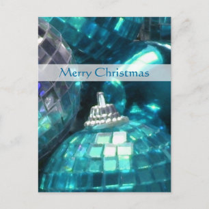 Festiva Retrato postal de Blue Baubles 'Merry Christmas'