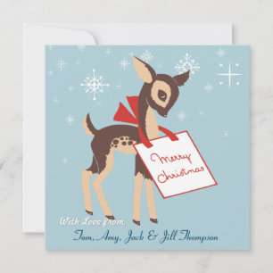 Festiva Retro Baby Reindeer   Tarjeta de Navidades planos 