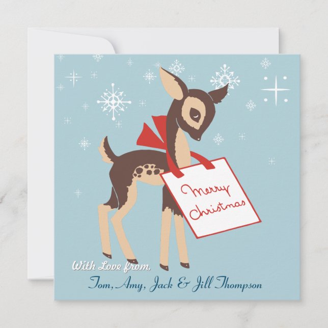 Festiva Retro Baby Reindeer | Tarjeta de Navidades planos  (Anverso)