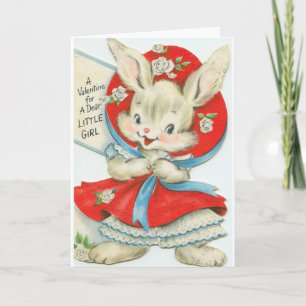 Festiva Retro Querida Niña Pequeña Tarjeta El día de San V