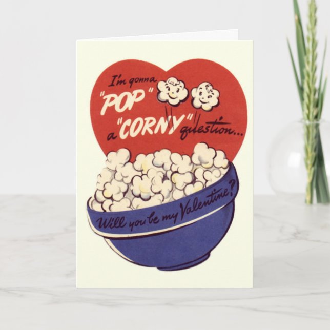 Festiva Retro Valentine Popcorn - Tarjeta de saludo de San (Anverso)