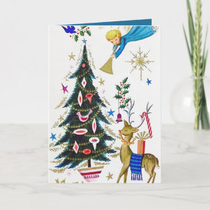 Festiva Retro vintage Christmas Angel añadir tarjeta de me