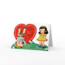 Retro Vintage Valentine pareja agrega tarjeta de m